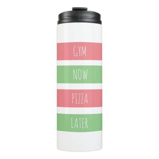 Gym jetzt Pizza später Personalisiert Thermosbecher (Vorderseite)