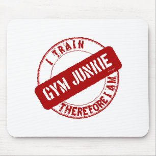 GYM JUNKIE DAHER BIN ICH rot. Mousepad