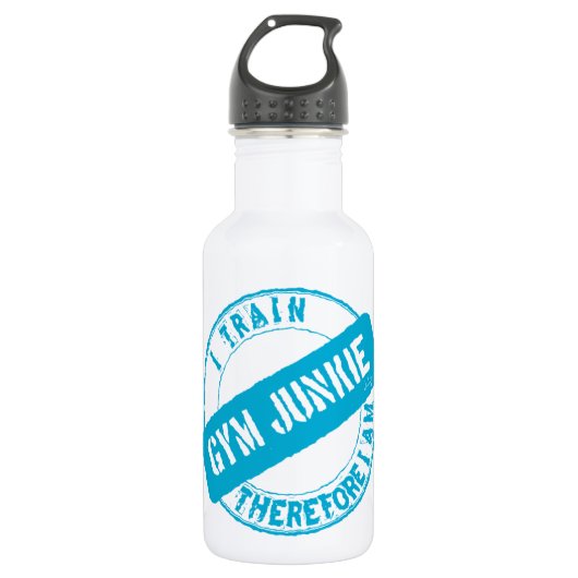 GYM JUNKIE ICH TRAIN DAHER. Hellblau Trinkflasche (Vorderseite)