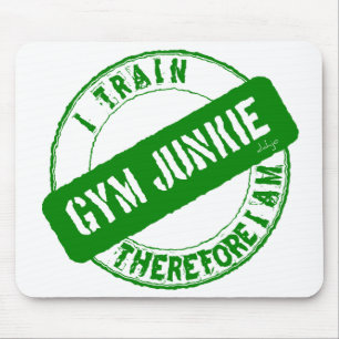 GYM JUNKIE ICH TRAIN DAHER, ICH BIN grün. Mousepad