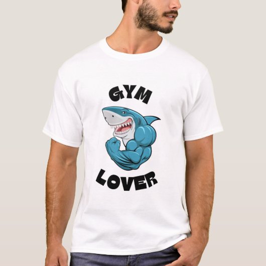 Gym Lover Shark – Muscle Power Tee (Vorderseite)
