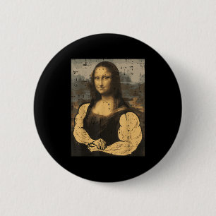 Gym Mona Lisa Muscle Fun Workout Fitness Button