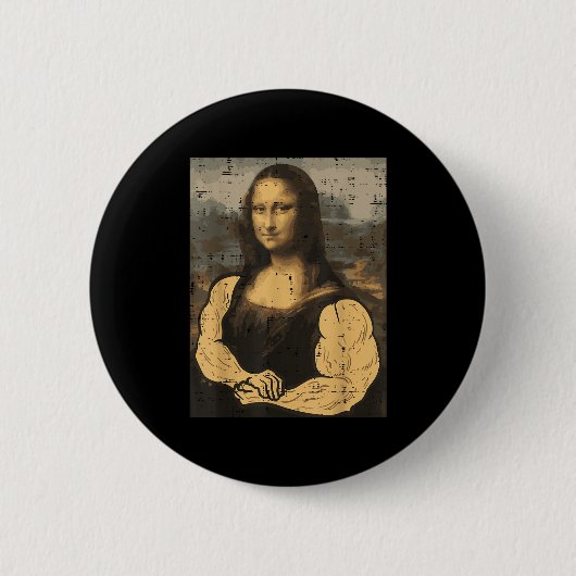 Gym Mona Lisa Muscle Fun Workout Fitness Button (Vorderseite)