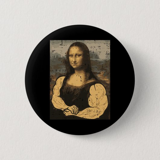 Gym Mona Lisa Muscle Fun Workout Fitness Button (Vorderseite)