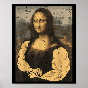 Gym Mona Lisa Muscle Fun Workout Fitness Poster