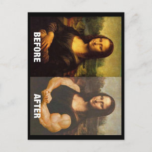Gym Mona Lisa Vorher & Nachher Lustiges Fitness-Sh Postkarte