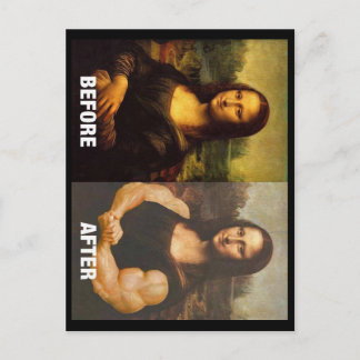 Gym Mona Lisa Vorher & Nachher Lustiges Fitness-Sh Postkarte