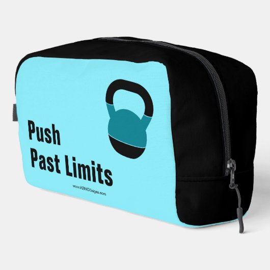 Gym Motto Push Past Limits Electric-Blue Black Waschbeutel (Rechte Ecke)