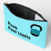 Gym Motto Push Past Limits Electric-Blue Black Zubehörtasche (Offen)