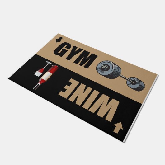 Gym oder Wein Türmatte, Funny front Door matt Fußmatte (Schrägansicht)