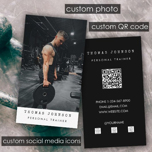 Gym Personal Trainer Fitness Foto QR Code Visitenkarte