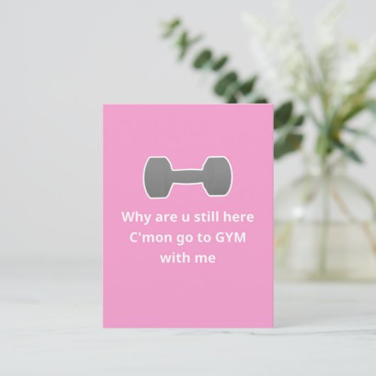 Gym Pink Postcard Postkarte (Stehend Vorderseite)