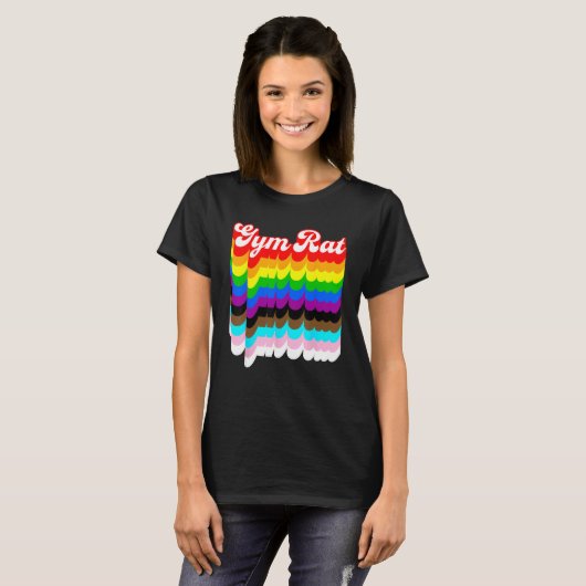 Gym Rat LGBTQ Stolz Regenbogen T-Shirt (Vorne ganz)