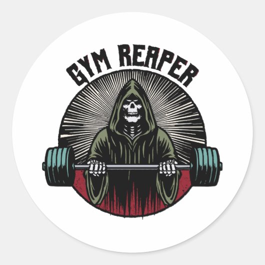 Gym Reaper Workout Runder Aufkleber (Vorderseite)