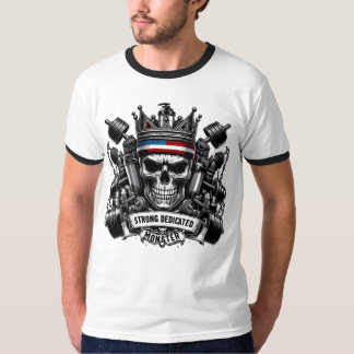 Gym Royalty Strong Dedicated Monster Skull Crown T-Shirt