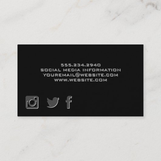 Gym Rush | Schwarz Visitenkarte (Rückseite)