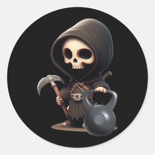 Gym Sensenmann Grim Sensenmann Deadlips Workout Ha Runder Aufkleber (Vorderseite)