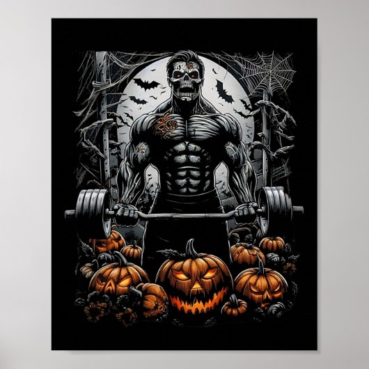 Gym Skeleton-Spuk Fitness Fun-halloween Workout Poster (Vorne)