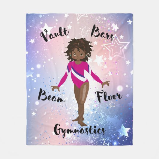 Gym Star African American, Brown Eyes, Pink Leo Fleecedecke (Vorderseite)