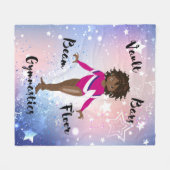 Gym Star African American, Brown Eyes, Pink Leo Fleecedecke (Vorderseite (Horizontal))