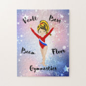 Gym Star Black / Blonde, Hazel Eyes, Red Leotard Puzzle (Vertikal)