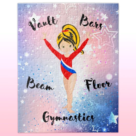 Gym Star Black / Blonde, Hazel Eyes, Red Leotard Puzzle