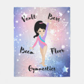Gym Star Black Hair, braune Augen, Lila Leotard Fleecedecke (Vorderseite)