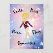 Gym Star Blonde, grüne Augen, Burgund Leotard Postkarte (Vorderseite)