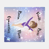 Gym Star Brünett, braune Augen, Lila Leotard Fleecedecke (Vorderseite (Horizontal))