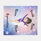 Gym Star Brünett, braune Augen, Lila Leotard Fleecedecke (Vorderseite (Horizontal))