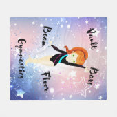 Gym Star Ginger Hair, grüne Augen, schwarzer Leota Fleecedecke (Vorderseite (Horizontal))