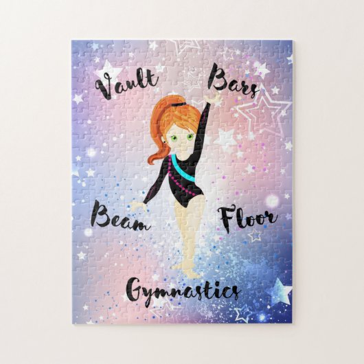 Gym Star Ginger Hair, grüne Augen, schwarzer Leota Puzzle (Vertikal)