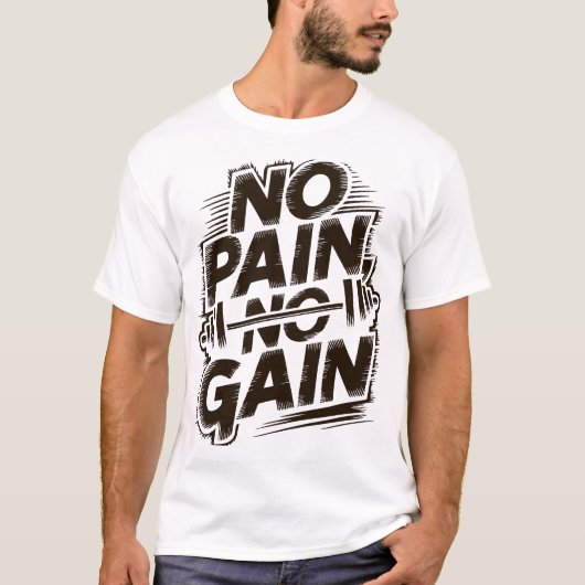 Gym Tshirt White No Pain No Gain (Vorderseite)
