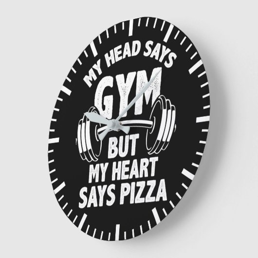 Gym vs Pizza - Funny Gym, Workout Spaß Große Wanduhr (Winkel)
