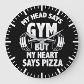 Gym vs Pizza - Funny Gym, Workout Spaß Große Wanduhr (Vorderseite)