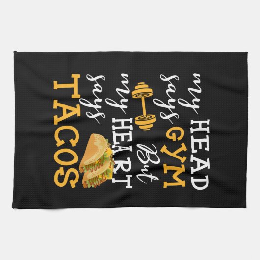 Gym vs Tacos - Funny Novelty Workout Geschirrtuch (Horizontal)