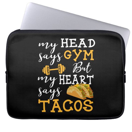Gym vs Tacos - Funny Novelty Workout Laptopschutzhülle (Vorderseite)