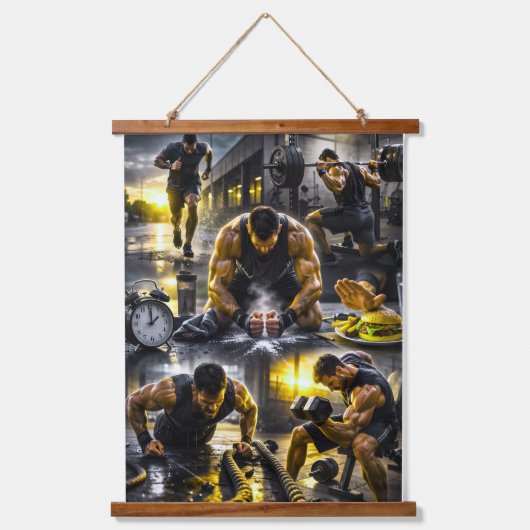 Gym-Wandbehang-Tapete Wandteppich Mit Holzrahmen (Vorderseite)