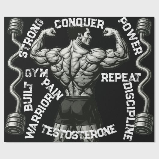 Gym Warrior Black Gift Paper Geschenkpapier (Flach)