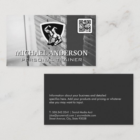Gym Weights | Athletic Man Flexing Visitenkarte (Vorne/Hinten)