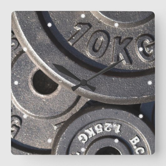 Gym Weights Quadratische Wanduhr (Vorderseite)