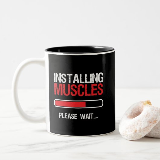 Gym Workout Fitness Body Builder Installation Musc Zweifarbige Tasse (Mit Donut)