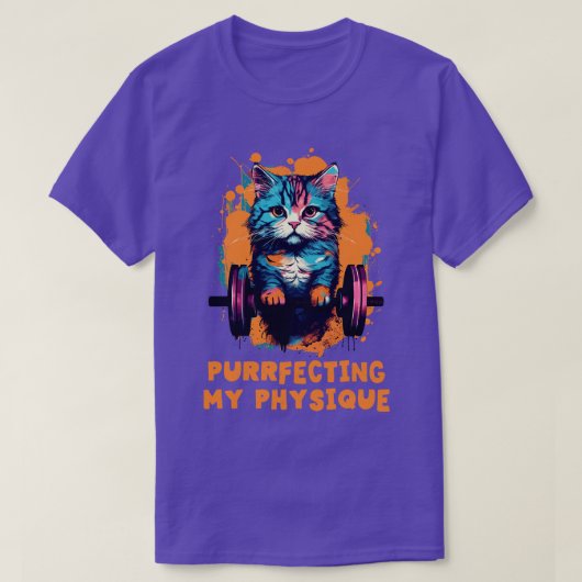 Gym Workout oder Fitness Geschenk Funny Cat in ein T-Shirt (Design vorne)