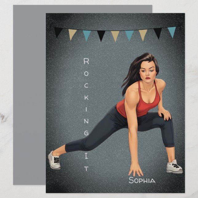 Gym Yoga Frau Rocking It Quote Scrapbook (Vorne/Hinten)