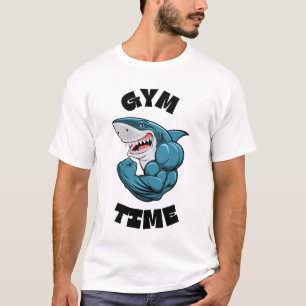 Gym-Zeit - flexender Hai - Lustiger Fitness-Workou T-Shirt
