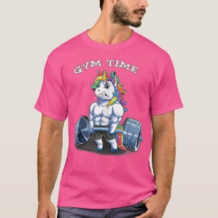 Gym Zeit Regenbogenfarben Einhorn Muskeln Sport Co T-Shirt