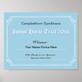 Gymkhana Horse Trials Sieger's Certificate Poster