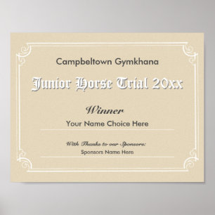 Gymkhana - Pferderennen Gewinner-Zertifikat Poster