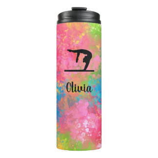 Gymnast auf Beam Paint Splash Thermosbecher