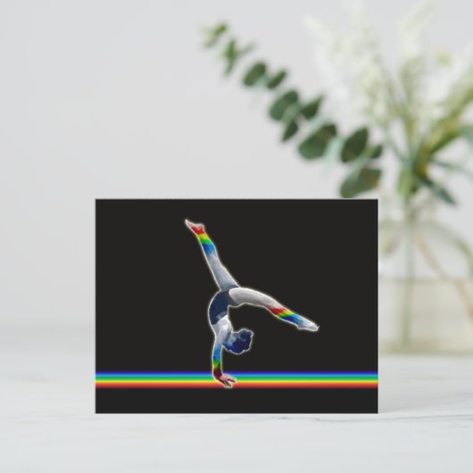 Gymnast auf einer Regenbogenbrücke Postkarte (Stehend Vorderseite)